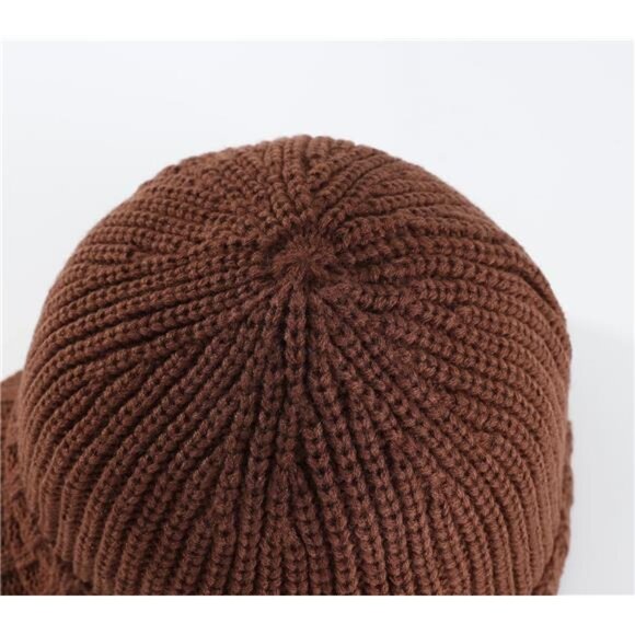 Men's Winter Hat Thick Knit Beanie Cap Coffee - Picture 5 of 6